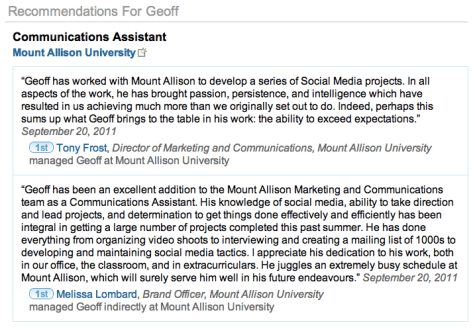 Geoff Campbell - Mount Allison University Recommendations
